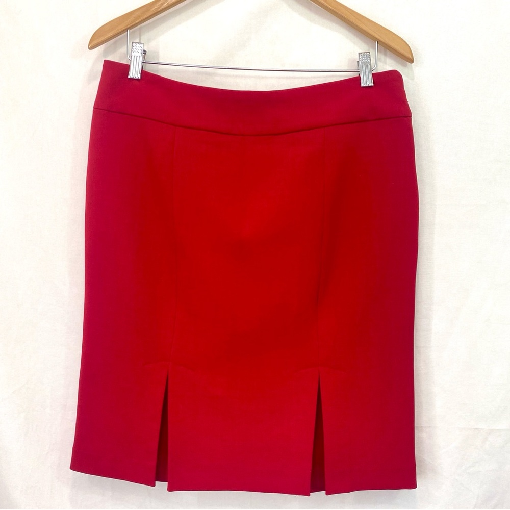 Evan-Picone Black Label Wom Crepe Skirt Crimson Red Double Pleated Size 10